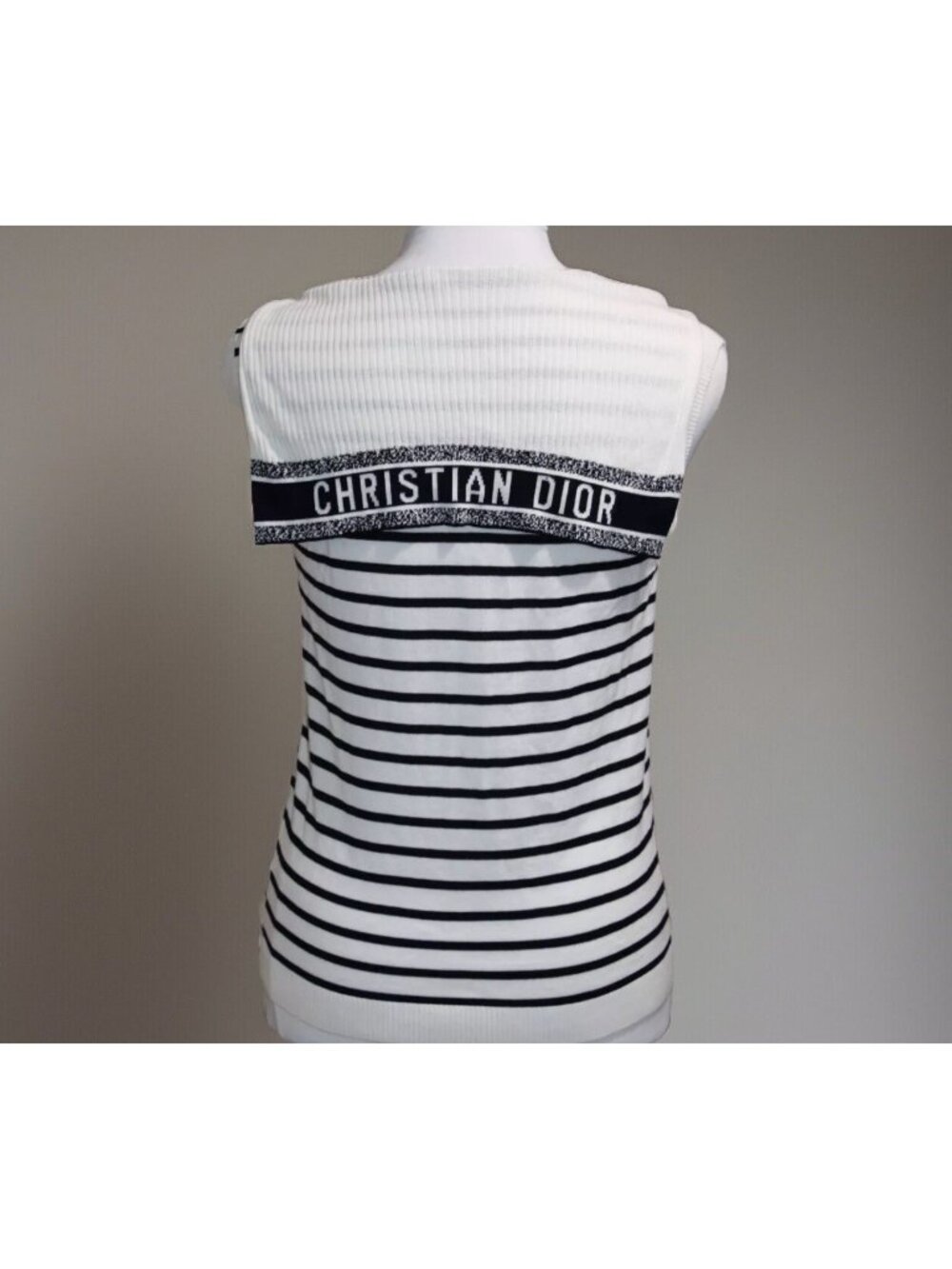 Christian Dior Mariniere Sweater Nautical Stripe Sailor Collar Sleeveless Logo 6